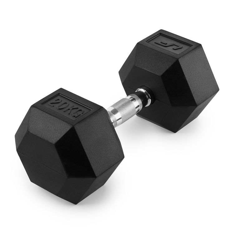 Gummierte HEX-Gusseisenhantel 20 kg - UpForm