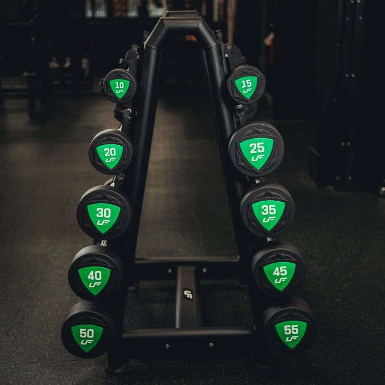 Set aus geraden Polyurethan-Hanteln 10-55 kg (Schritte von 5 kg) 325 kg – UpForm