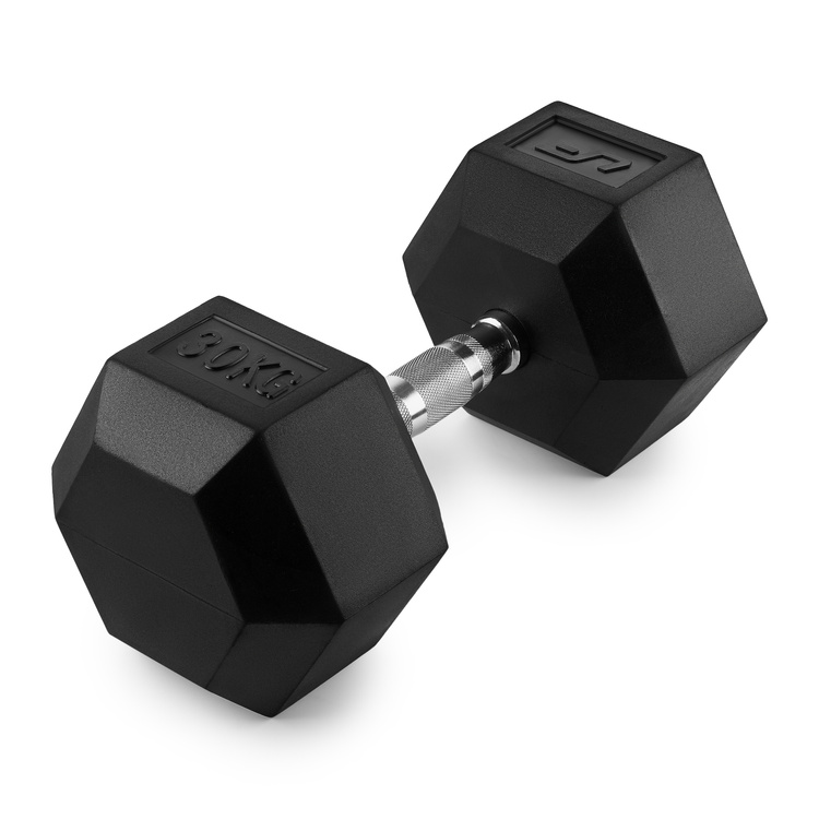 Gummierte HEX-Gusseisenhantel 30 kg - UpForm