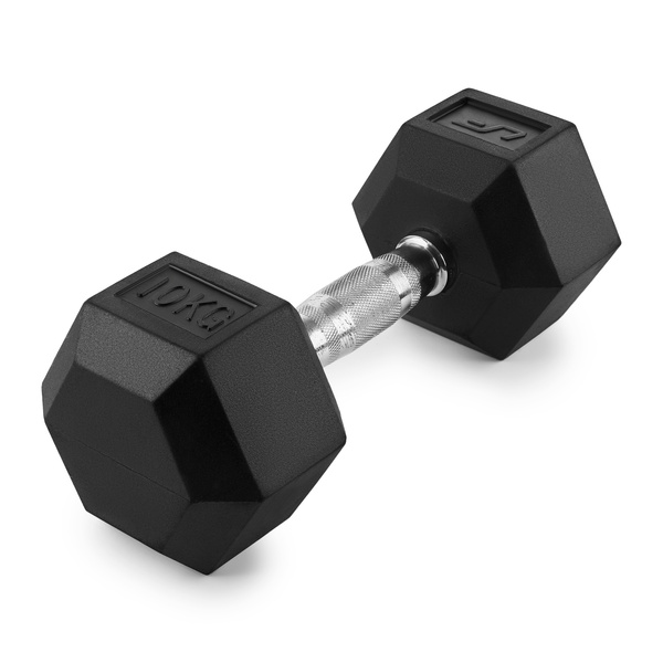 Gummierte HEX-Gusseisenhantel 10 kg - UpForm
