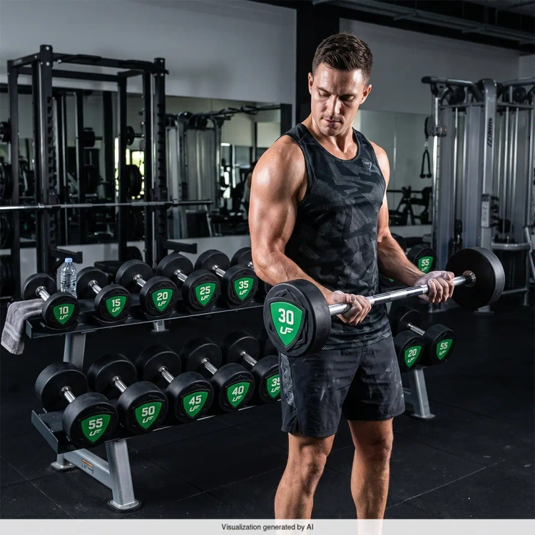 Set aus geraden Polyurethan-Hanteln 10-55 kg (Schritte von 5 kg) 325 kg – UpForm